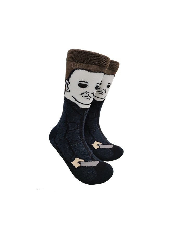 Multicolour Novelty Anime Crew Socks, Street Fashion Trendy Cotton Blend Socks, Casual Fashion Socks for Men & Women(5P)). - Image 4