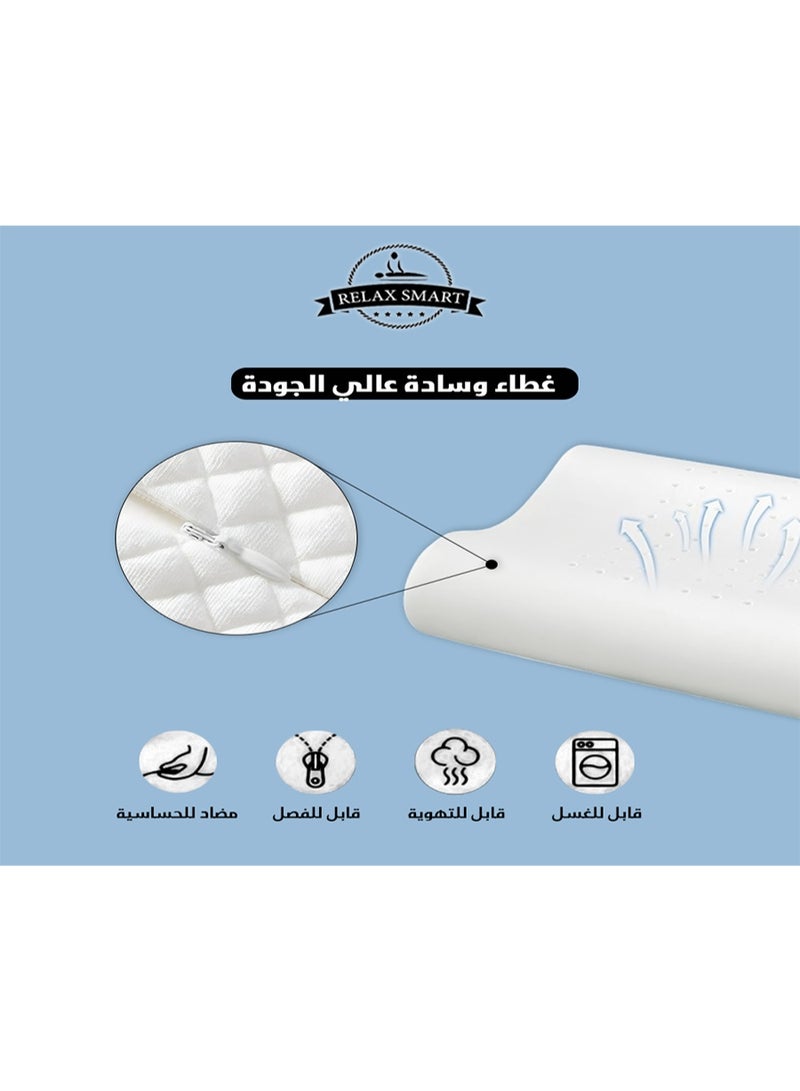 ريلاكس سمارت وسادة طبية أرثوبيدية من الميموري فوم مع جل مبرد – وسادة مريحة لتقويم الرقبة والكتفين، تصميم مريح لتخفيف الآلام وتحسين جودة النوم - Image 2