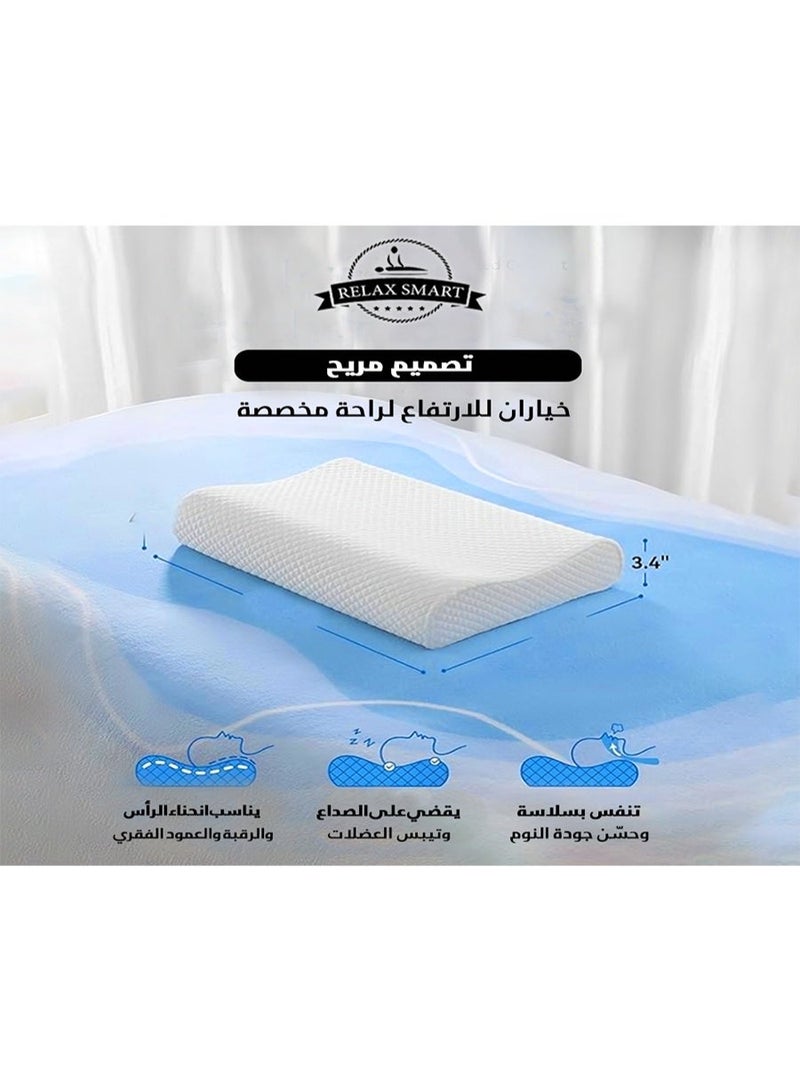 ريلاكس سمارت وسادة طبية أرثوبيدية من الميموري فوم مع جل مبرد – وسادة مريحة لتقويم الرقبة والكتفين، تصميم مريح لتخفيف الآلام وتحسين جودة النوم - Image 3