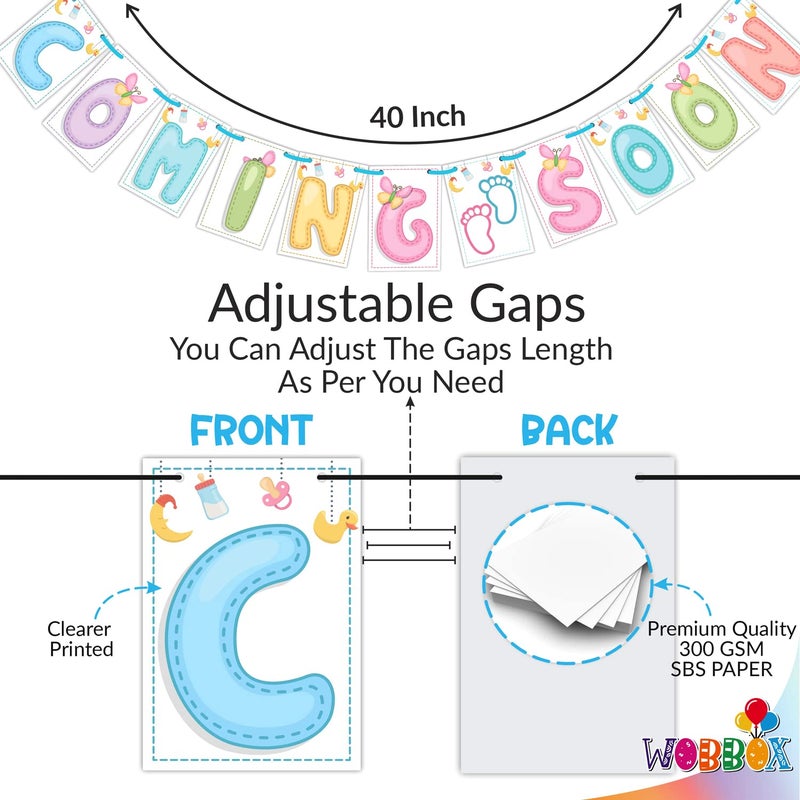 Wobbox Baby Shower Decoration Items| Baby Shower Ceremony Photo Booth Props for Photoshoot, Baby Shower Banner, Mom to Be Sash& Backdrop Foil Curtain, Godh Bharai Ceremony Decoration Kit-(FP2046) - Image 2