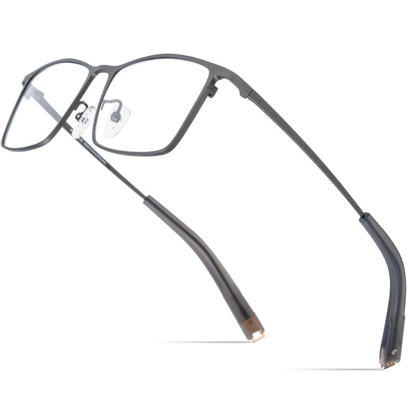 FONEX Pure Titanium Glasses Frame Men Square Eyeglasses Optical Eyewear F8827 85874 Grey Clear - Image 2