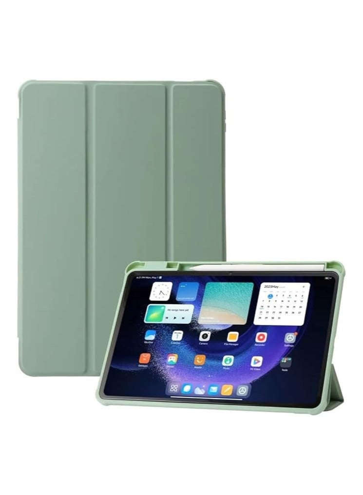 Case Compatible with New Redmi pad 6 / Redmi pad 6 Pro with Built-in Pencil Holder, with Hard Clear Back Cover, (Mint Green) - Image 1