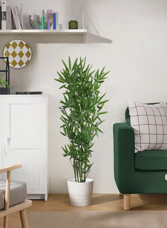 سويس كانتون نبات البامبو الاصطناعي في وعاء - ارتفاع 120 سم مع 6 جذوع قوية، خضرة حيوية عالية الجودة، مثالي لتزيين المنزل والمكتب، خالي من الصيانة، أحضر الطبيعة إلى الداخل - Image 2