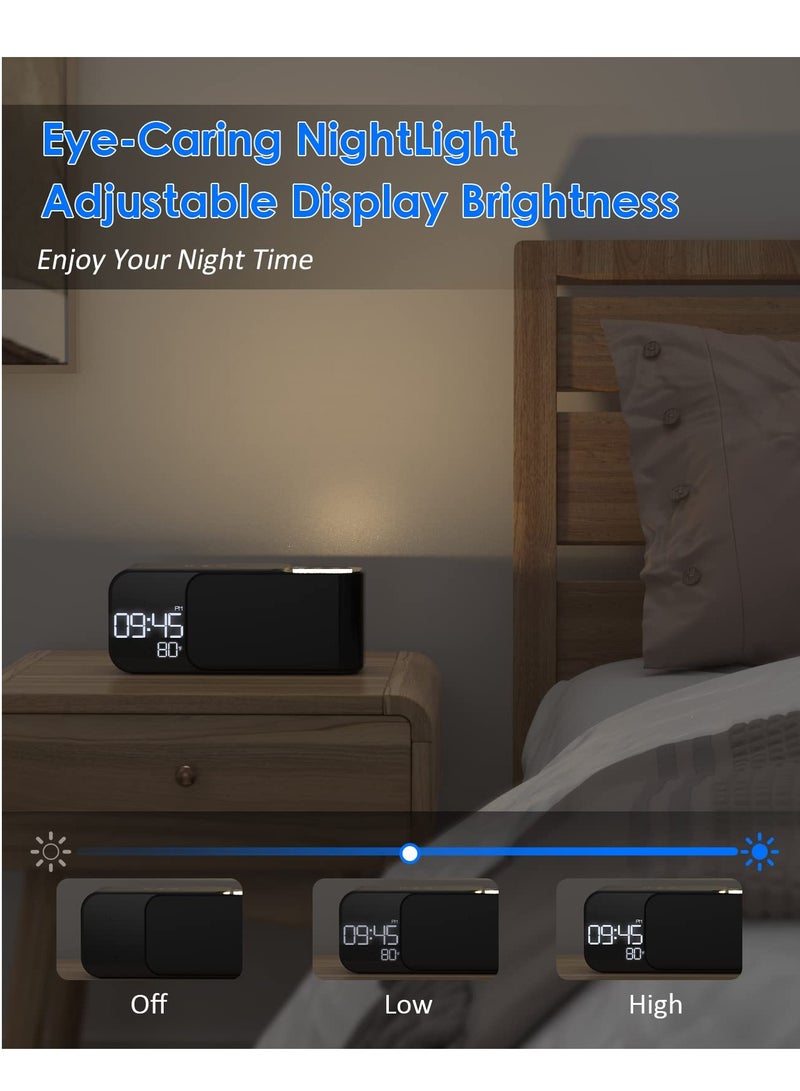 SYOSI Alarm Clock Radio with Wireless Charging & Bluetooth Speaker, Multifunction Fast Wireless Charging Dual Alarm Clock Radio with Bluetooth Audio with LED Display - Image 5