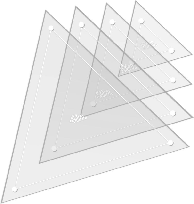 LaserThing Quilting Acrylic Template Set | Precision Tools for Quilting Enthusiasts | Triangle Design | Includes Sizes 4", 3", 2", 1" | 1/8 Clear Acrylic | 1/4" Seam Allowance for Accuracy - Image 2
