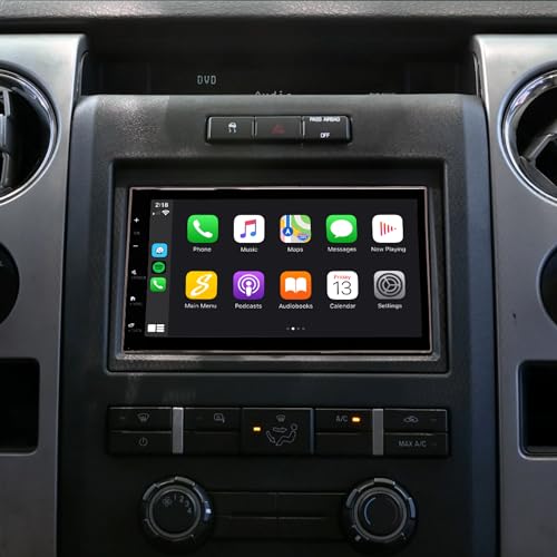 STINGER 6.8" F-150 (2009-2014) Double Din Car Stereo Kit & Dash Kit Touchscreen Radio, Antenna Adapter, Certified Wireless Apple CarPlay/Android Auto, Bluetooth, Nav, Rear Camera Input, Fast Charging - Image 1