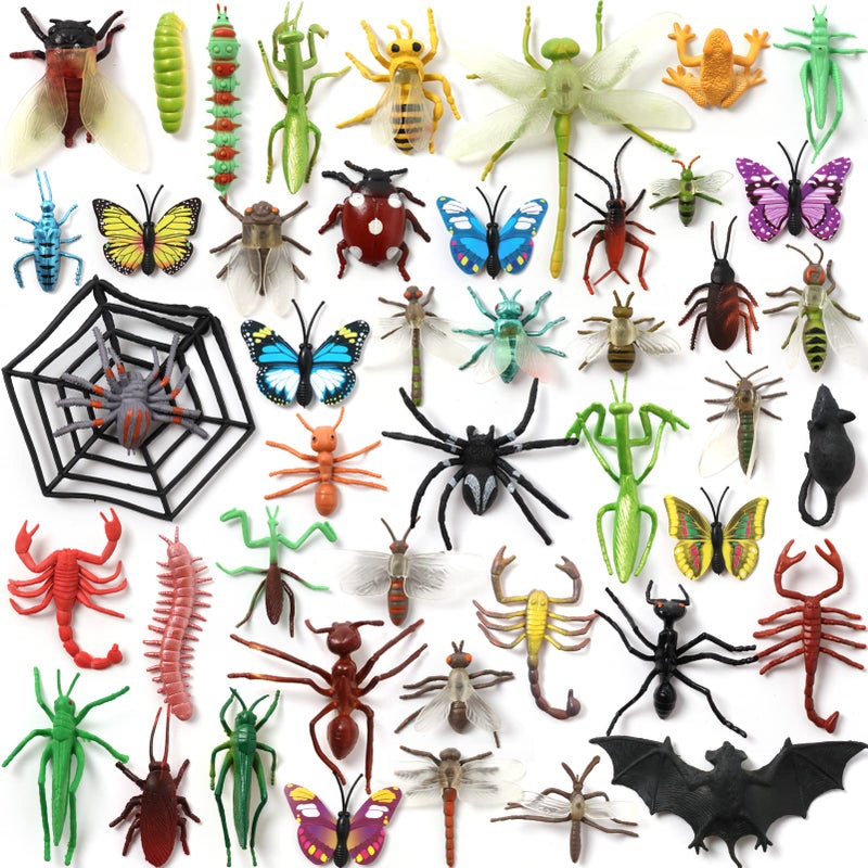 DOITEM Realistic Insect Toy Figures for Kids, 45Pack Colorful Assorted Play Bugs for Children, Toddler Education Themed Party Gift, Halloween Filler Cupcake Topper - Image 1