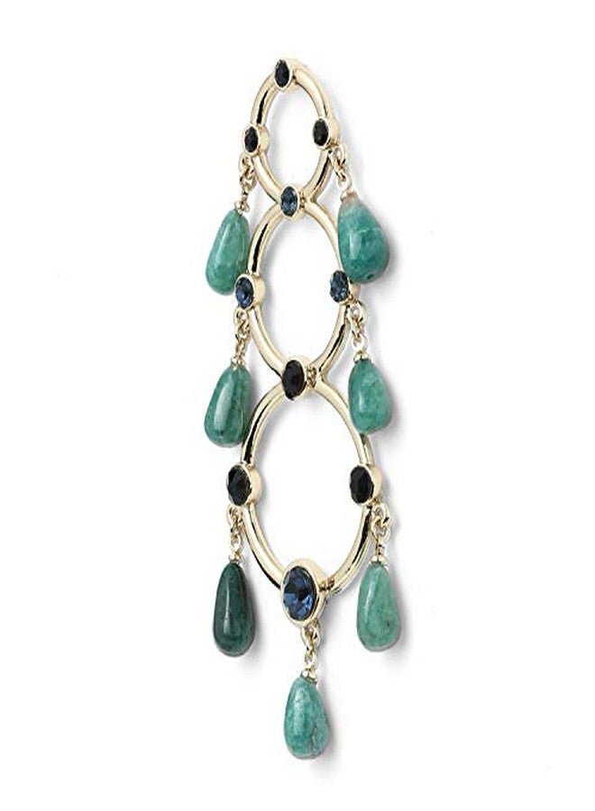 Estele Gold Tone 3 loop earrings with fancy beads and austrian cystals for Women - Image 3