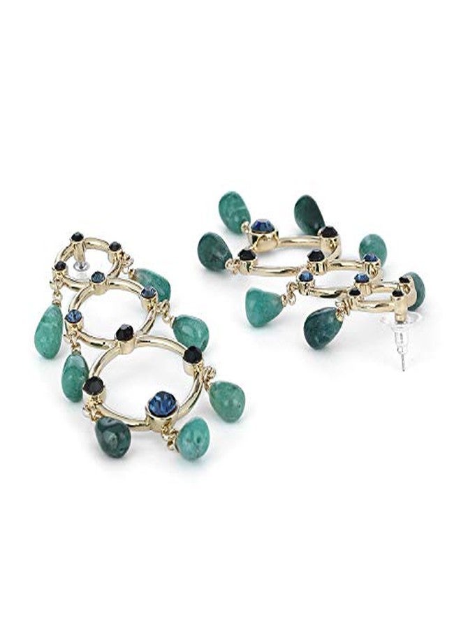 Estele Gold Tone 3 loop earrings with fancy beads and austrian cystals for Women - Image 5