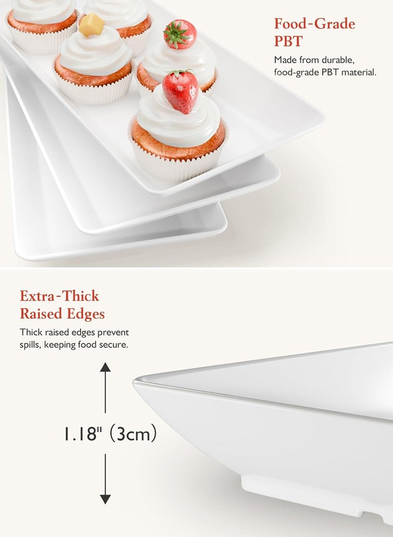 LOOPITYS Dessert Rack 3 Tier*（11.8"*5.7"*1.18"）Pastry Display Stand,Microwave-Safe，White Reusable plastic Trays，with Black Metal Display Stand，Suitable for home and restaurant party buffet Dessert display stand - Image 5