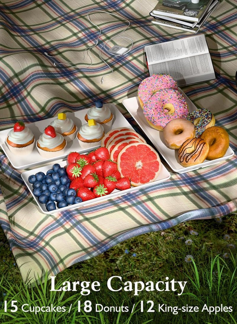 LOOPITYS Dessert Rack 3 Tier*（11.8"*5.7"*1.18"）Pastry Display Stand,Microwave-Safe，White Reusable plastic Trays，with Black Metal Display Stand，Suitable for home and restaurant party buffet Dessert display stand - Image 3