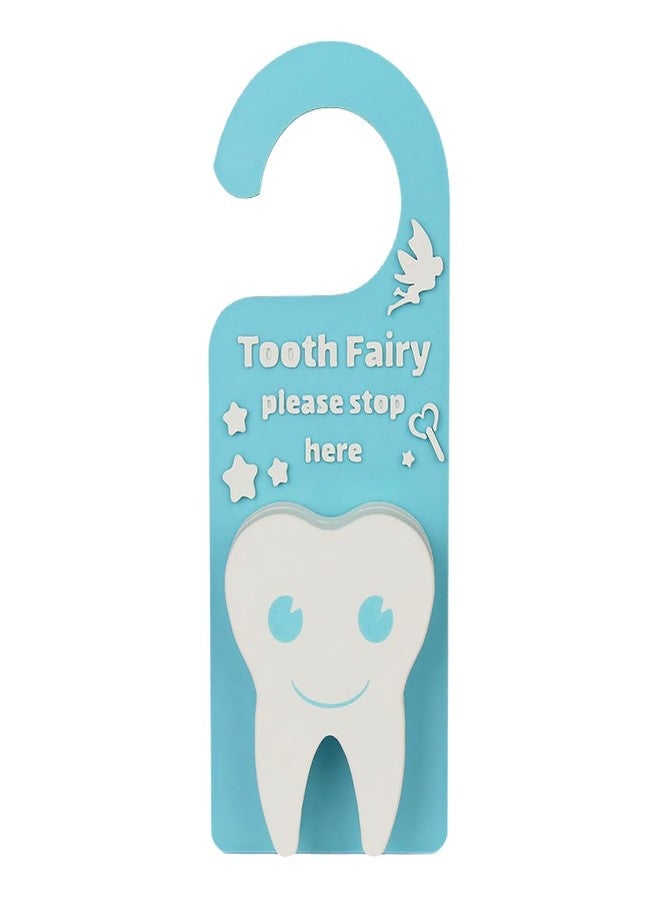Zoravell Tooth Fairy Tooth Holder Box Tooth Fairy Door Hanger with Money Box Keepsake Tooth Fairy Box Encourage Gifts for Lost Teeth Boy Girl Milk Teeth (Blue) - Image 1