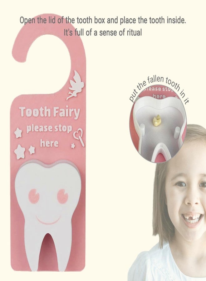 Zoravell Tooth Fairy Tooth Holder Box Tooth Fairy Door Hanger with Money Box Keepsake Tooth Fairy Box Encourage Gifts for Lost Teeth Boy Girl Milk Teeth (Blue) - Image 2