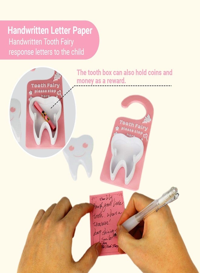 Zoravell Tooth Fairy Tooth Holder Box Tooth Fairy Door Hanger with Money Box Keepsake Tooth Fairy Box Encourage Gifts for Lost Teeth Boy Girl Milk Teeth (Blue) - Image 3