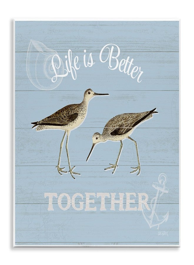Stupell Industries Better Together Coastal Sandpipers Wood Wall Art, Design by Katie Pertiet - Image 1