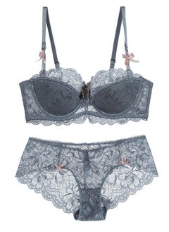 Comfy Thin Cup 1/2 Cup Lace Bra And Panty Set Grey