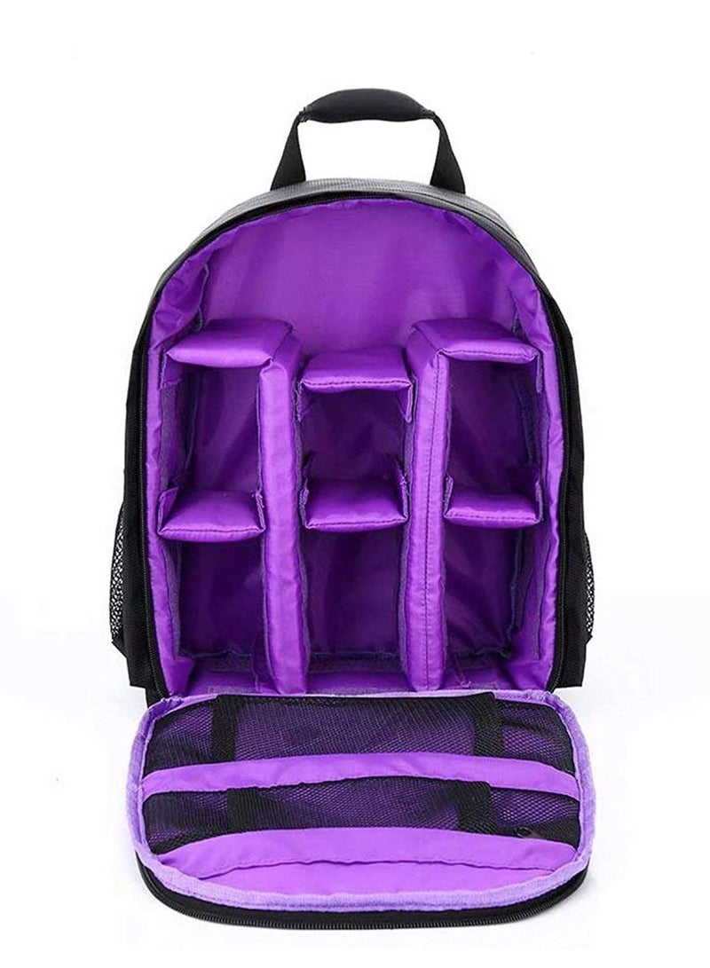 Waterproof DSLR Camera Bag Shockproof Backpack Hiking Bag (Purple) - Image 1