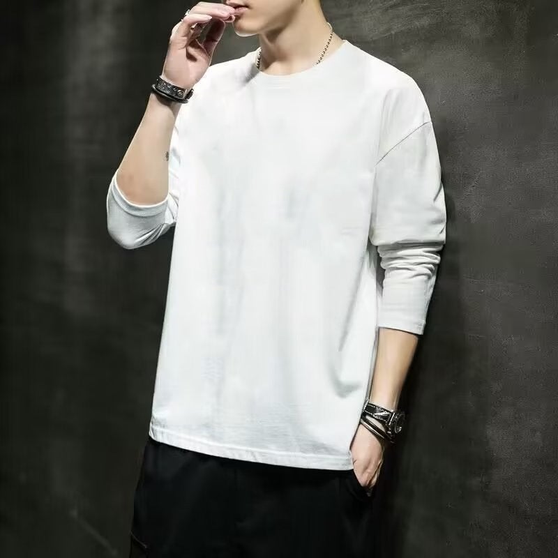 Long Sleeve T-Shirt Men'S Autumn New Thin Korean Style Slim Fit Crewneck Letter Fashion Trendy Top Factory - Image 1