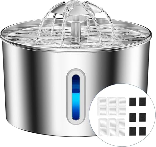 BalimoPet Cat Water Fountain Stainless Steel 74oz22L Automatic Large Pet Watering Bowl Dispenser for Indoor Cats Drinking Fountains with 6 Filter Gifts for Dogs and Kitty Dog Waterer Bowls No Spill - Image 1