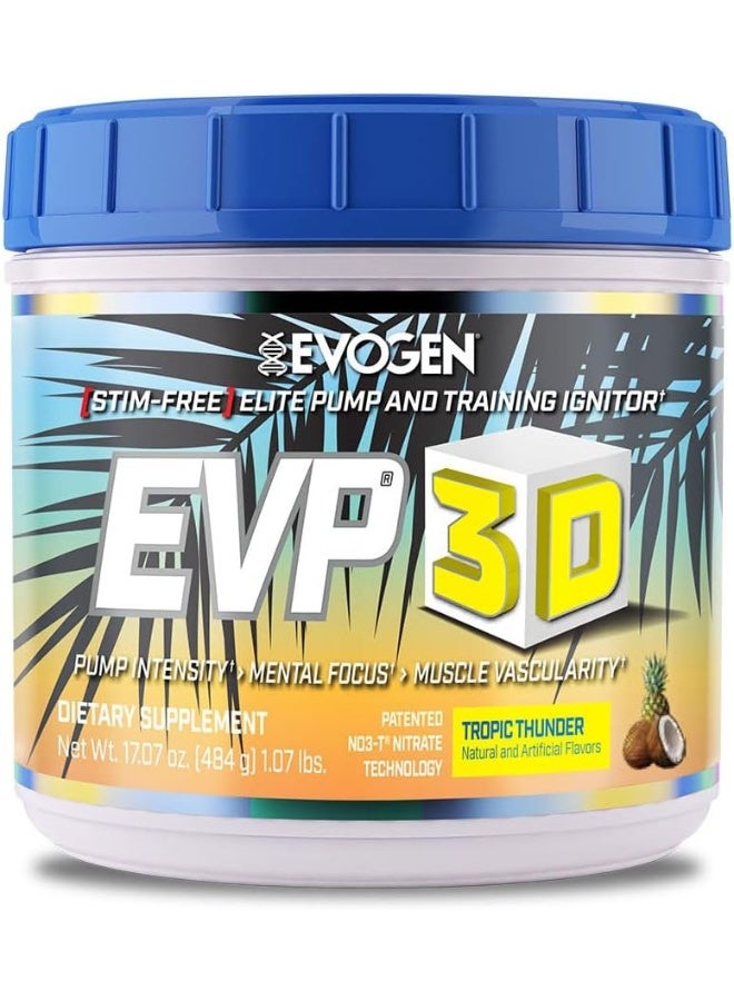 Evogen Nutrition إيفب 3D منشط خالي من الكافيين مكمل قبل التمرين مضخة مشعل أرجينين نترات عاصفة استوائية - Image 1