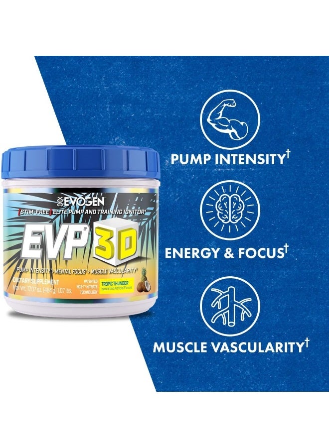 Evogen Nutrition إيفب 3D منشط خالي من الكافيين مكمل قبل التمرين مضخة مشعل أرجينين نترات عاصفة استوائية - Image 2