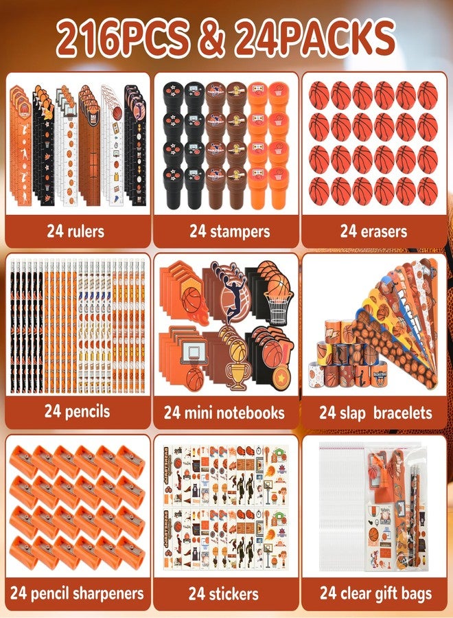 Ulema 216Pcs Basketball Stationery basketball Theme Gifts Birthday Supplies Team Gift Goodie Bags Stuffer Pencils Classroom games Rewards School Office Supplies（ basketball） - Image 2