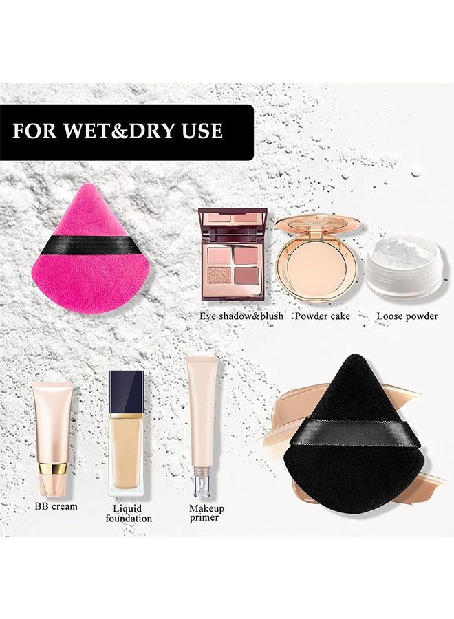 Powder Puffs Makeup Sponge, 10 Pcs Reusable Soft Velvet Face Triangle Powder Puff, Soft Makeup Powder Puff for Contouring Under Eye and Corner (Rose Red+Pink) - Image 4