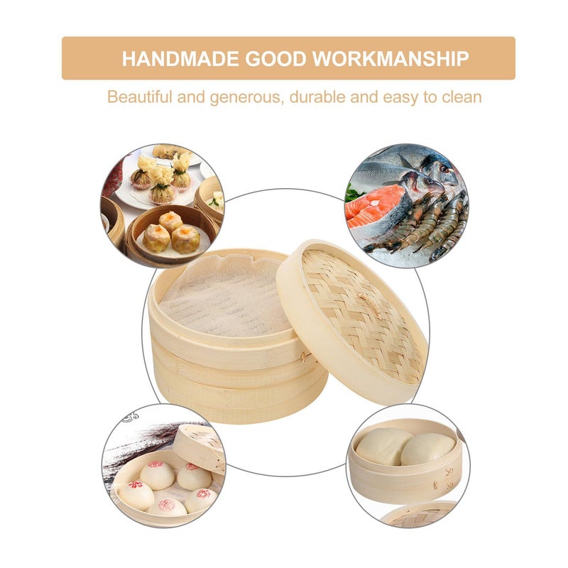 ARTIBETTER Handmade Steamer Basket 24cm With Lid For Dim Sum Vegetable Dumpling Household Cooking - Image 4