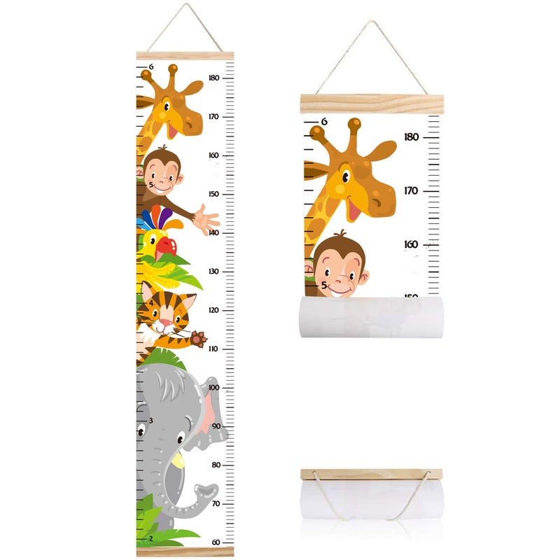 Lvpai Animals Growth Chart for Kids, Baby Height Chart, Canvas Height Measuring Rulers for Boys Girls (Animals 1) - Image 1