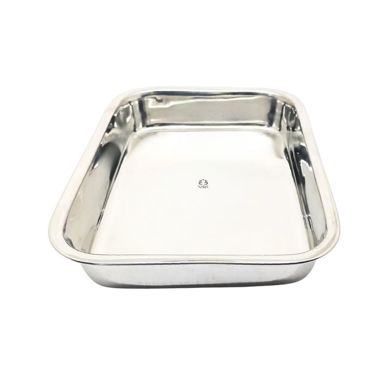 Nyra® Stainless Steel Oval Serving Tray Set of 3 - Multipurpose Trays for Serving Rasgullas, Sweets, Snacks, and Beverages - Ideal for Home, Kitchen, and Parties (Medium) - Image 1