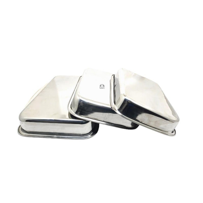 Nyra® Stainless Steel Oval Serving Tray Set of 3 - Multipurpose Trays for Serving Rasgullas, Sweets, Snacks, and Beverages - Ideal for Home, Kitchen, and Parties (Medium) - Image 5