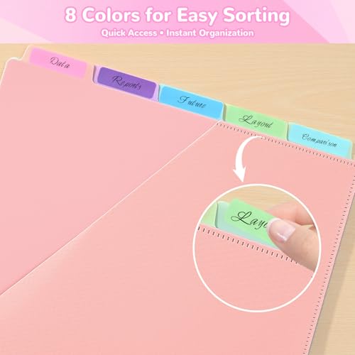 SUIN 5-Tab Binder Dividers with Pockets - Heavy Duty Plastic Dividers for 3 Ring Binder, Letter Size Poly Page Separators with Tabs & Label Stickers, Diamond Texture, 5 Pastel Colors, 1-Pack - Image 5