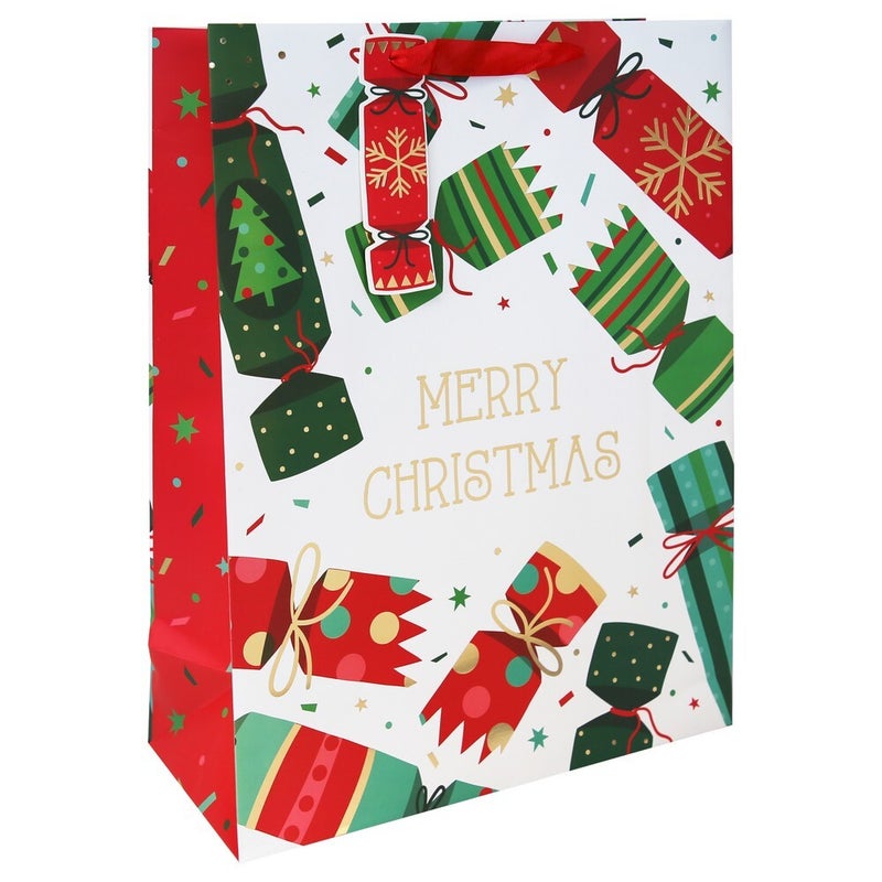 Eurowrap Xmas Crackers Gift Bag – Christmas and Holiday Wrapping, Seasonal Packaging for Presents, Festive Gifting, Holiday Celebration, and Perfect Christmas Gift Presentation - Size XL
