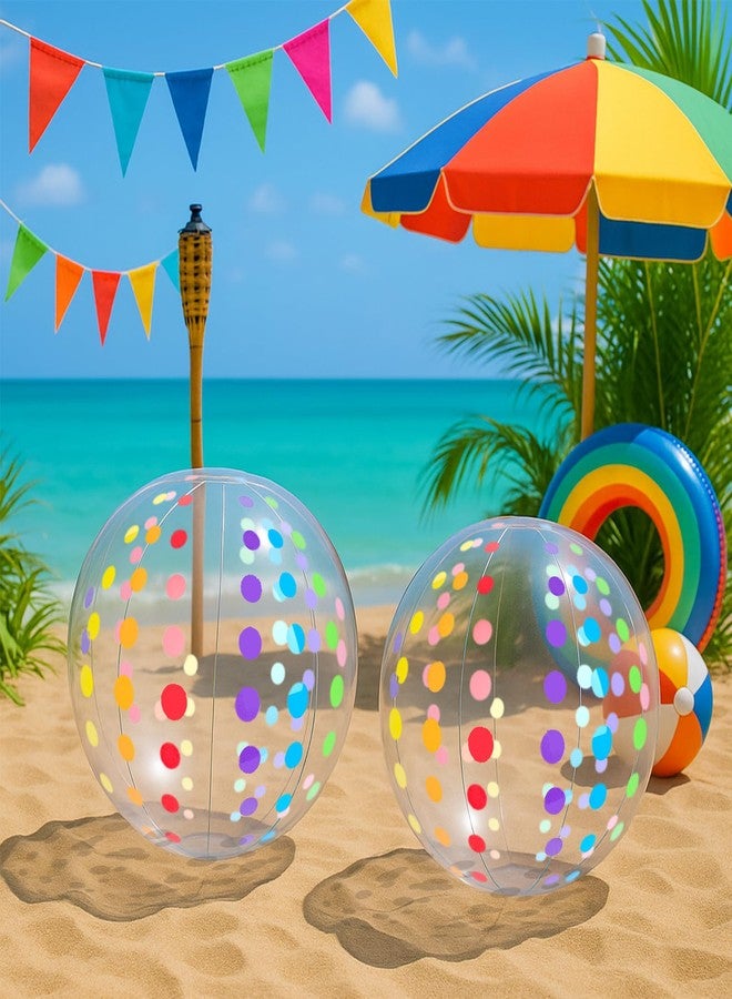 LovesTown 4-Pack Beach Balls 16-inch, Large Polka Dot Beach Balls for Summer Parties, Pool Toys, Birthday Party Supplies Decorations, Kids Water Games - Image 4