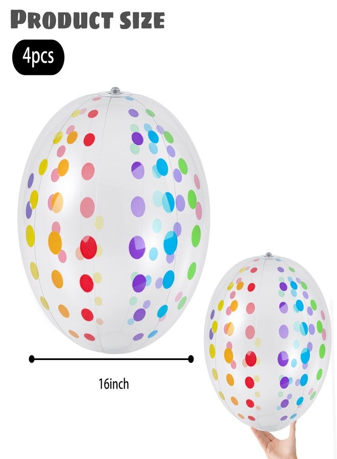 LovesTown 4-Pack Beach Balls 16-inch, Large Polka Dot Beach Balls for Summer Parties, Pool Toys, Birthday Party Supplies Decorations, Kids Water Games - Image 2