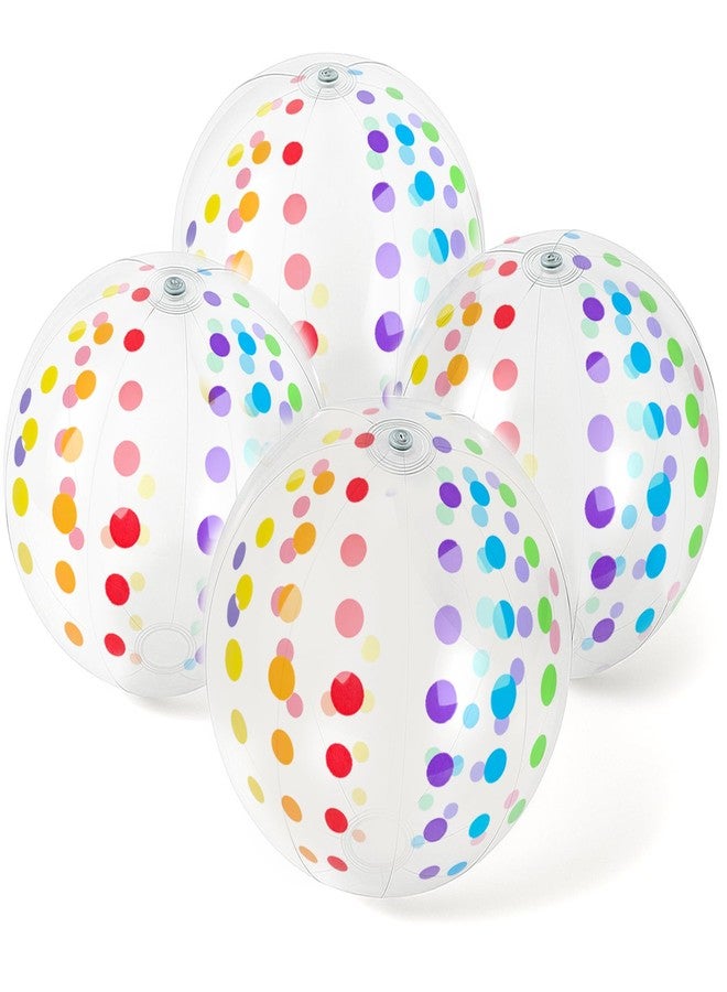 LovesTown 4-Pack Beach Balls 16-inch, Large Polka Dot Beach Balls for Summer Parties, Pool Toys, Birthday Party Supplies Decorations, Kids Water Games - Image 1