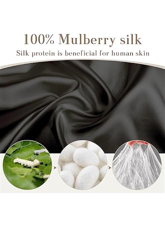 100% Mulberry Silk Sleep Mask Eye Mask for Wen Man with Adjustable Band, for Side Sleeper Blackout Sleep Mask for Travel Rest and Office Large Size (Black) - Image 3