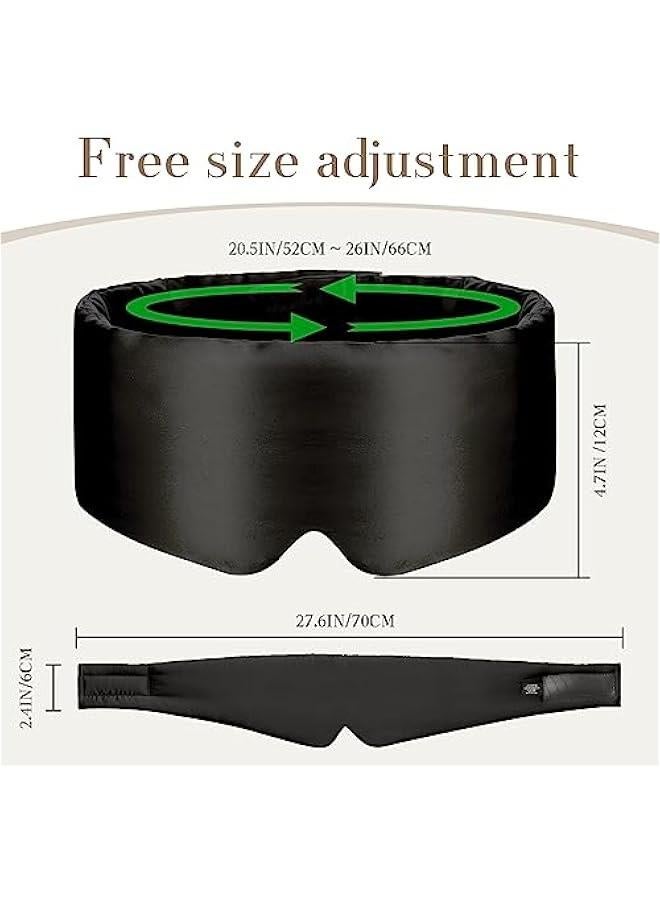 100% Mulberry Silk Sleep Mask Eye Mask for Wen Man with Adjustable Band, for Side Sleeper Blackout Sleep Mask for Travel Rest and Office Large Size (Black) - Image 5
