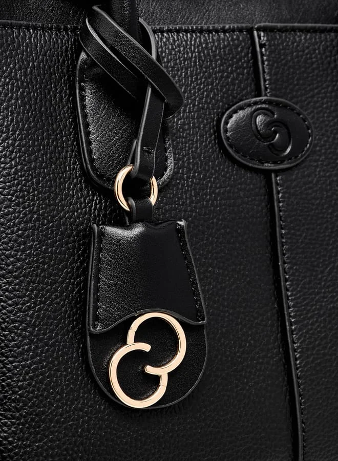 سيليست Women Solid Tote Bag with Detachable Strap and Zip Closure