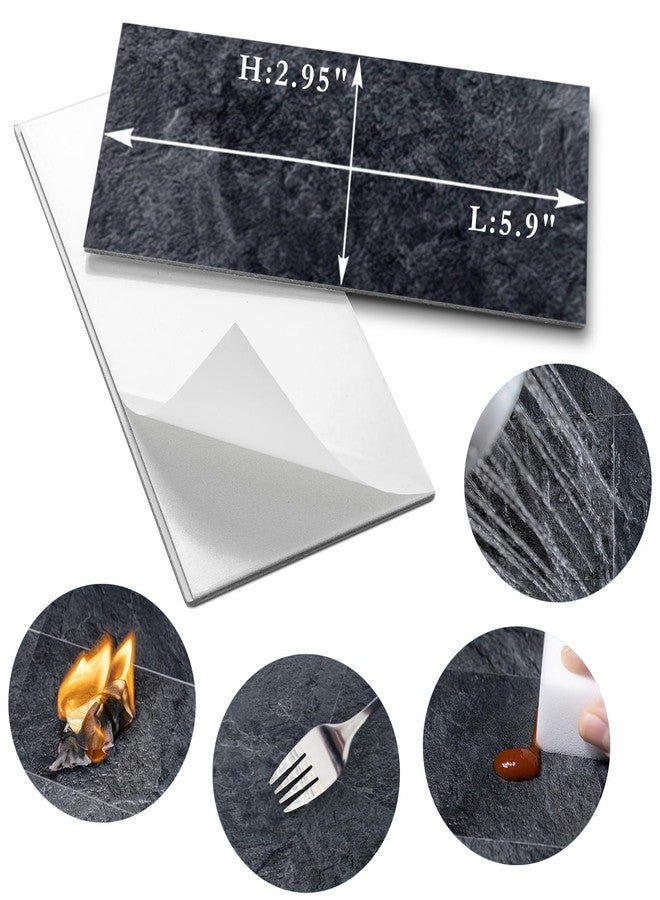 AULIGET 100 Piece Black Slate Peel and Stick Backsplash Wall Tiles, 3" x 6" PVC Faux Stone Stick on Tiles for Backsplash Kitchen, Bathroom, Laundry Room, Camper, Fireplace - Image 5