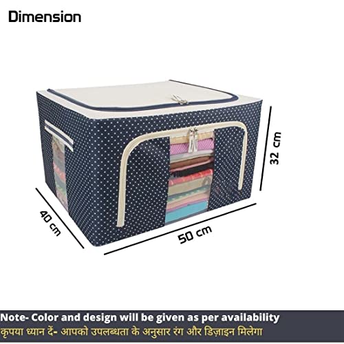 Mr Brand Creation 66 LTR Foldable Steel Frame Cloths Zip Organizer Bag and Oxford Fabric Storage Living Cover Boxes For Wardrobe Shelves Clothes, Sarees, Bed Sheet, Blanket - Image 4