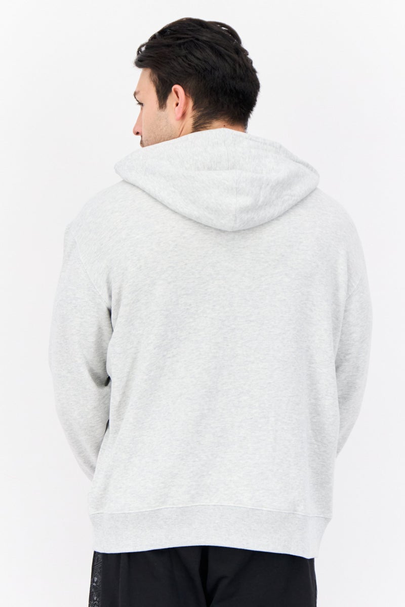 adidas Originals Men Sportswear Fit Long Sleeve Outdoor Hoodie, Light Grey  - Image 3
