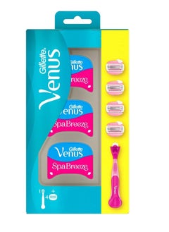 Gillette Venus Spa Breeze Women's Razor Handle + 4 Razor Blade Refills  - Image 1