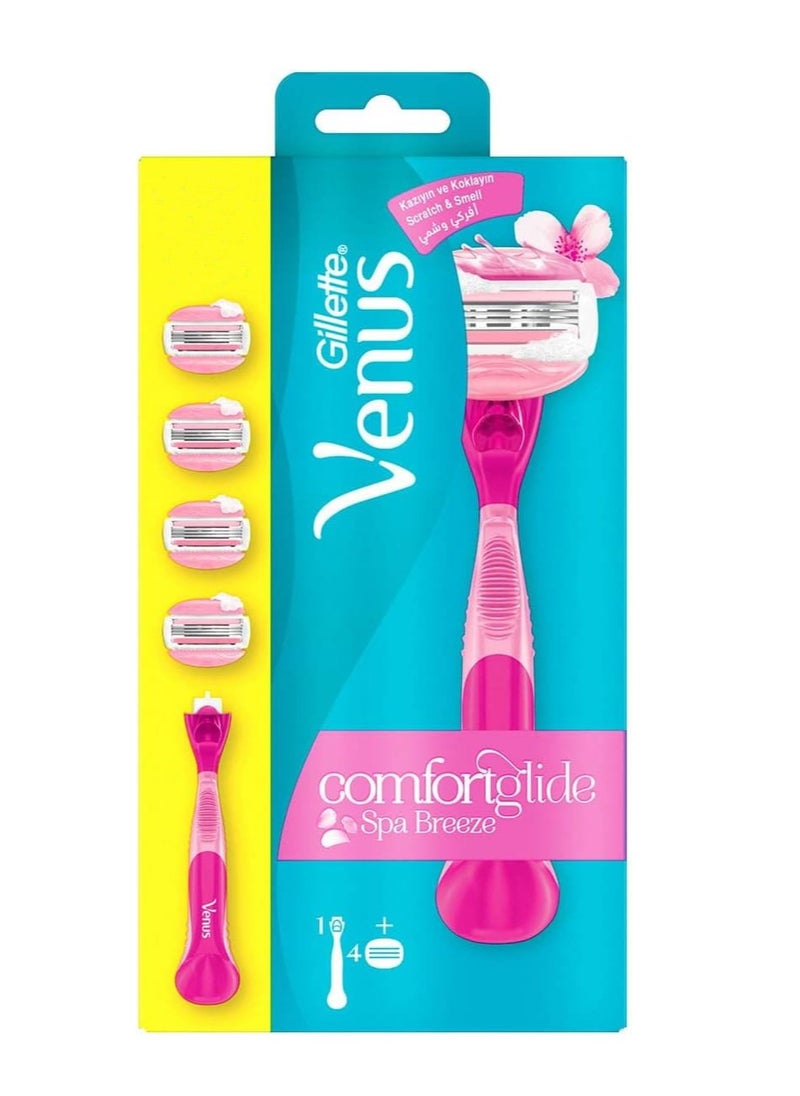 Gillette Venus Spa Breeze Women's Razor Handle + 4 Razor Blade Refills  - Image 2