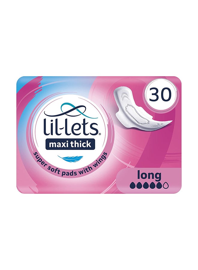 Lil-Lets Maxi Thick Long Sanitory Pads with Wings 30 Pcs - Image 1