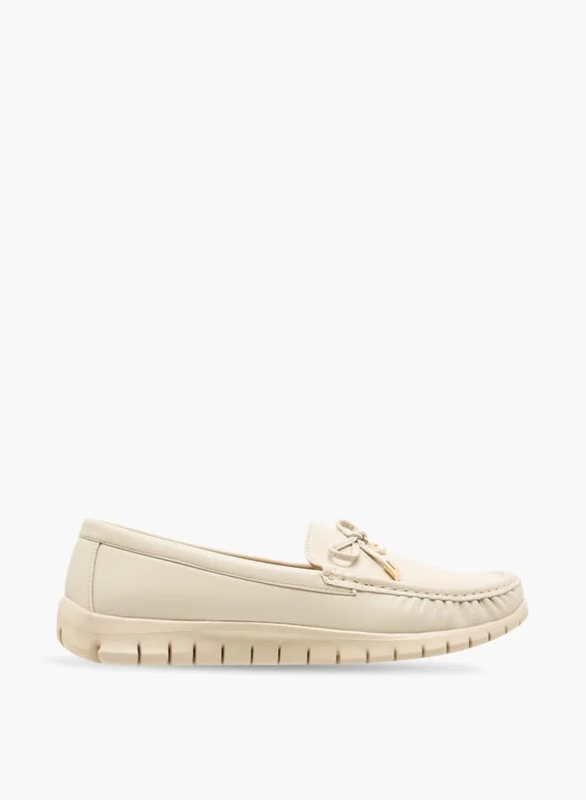 Le Confort Women Textured Slip-On Loafers with Bow Applique