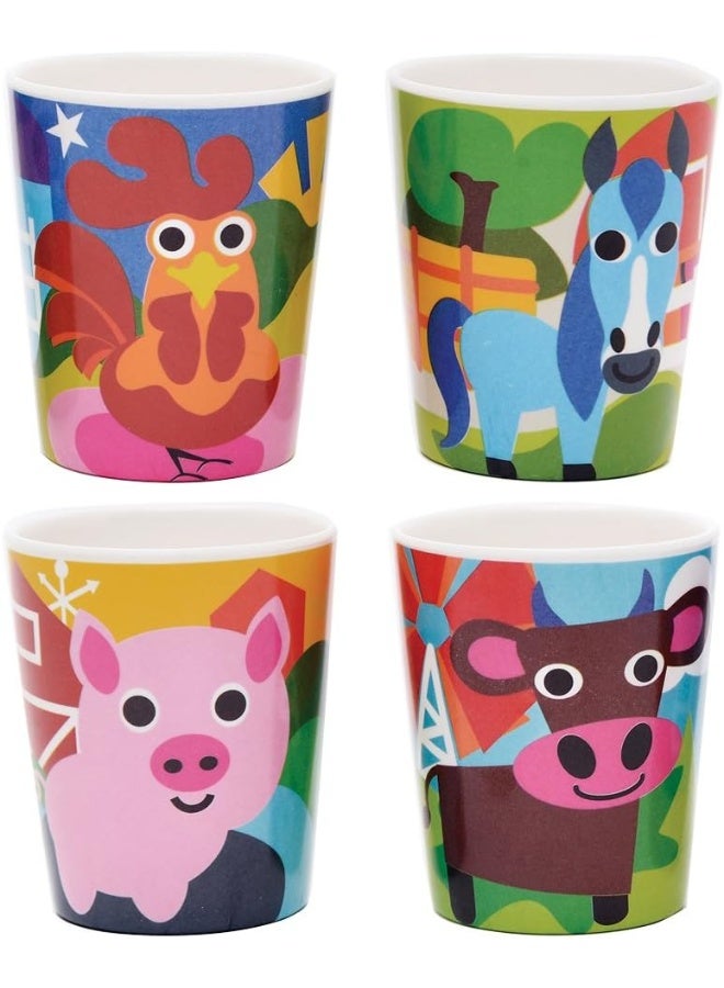 فرنش بول French Bull - BPA Free Kid's Dinner Set - 8-Inch Melamine Kids Plate Set - Jungle, Set of 4 Small Farm - Image 1