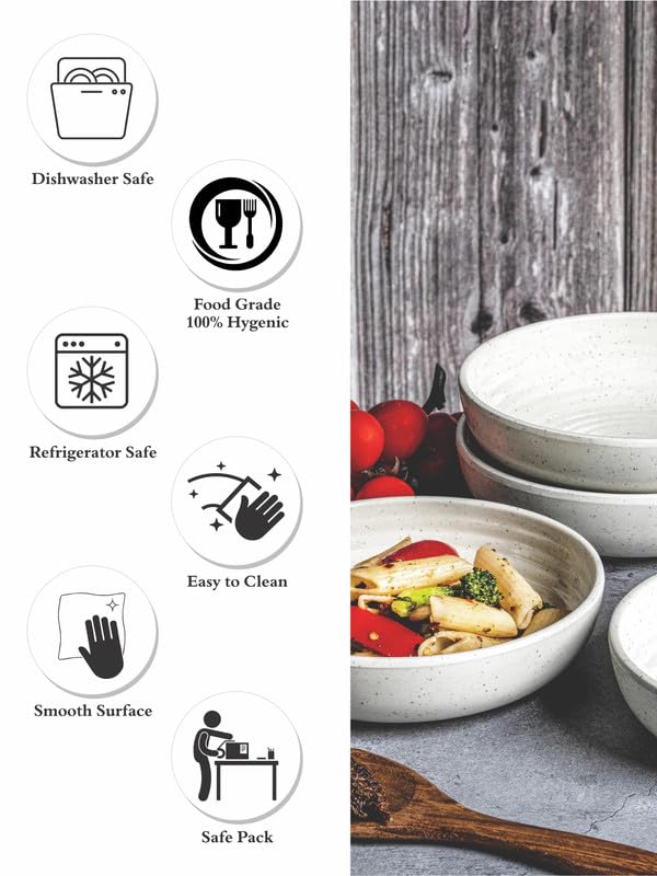 Goodhomes Food Safe Melamine Pasta Bowl 4pcs Set SW-SWMT-329-WHITE-4 - Image 4