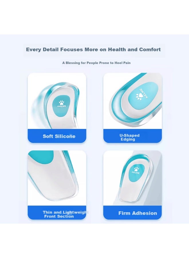 Kelme Silicone Heel Pad Insole Men Heel Pain Relief Cushion Height Increasing Shock Absorbing Half Insole For Women Foot Pain - Image 3