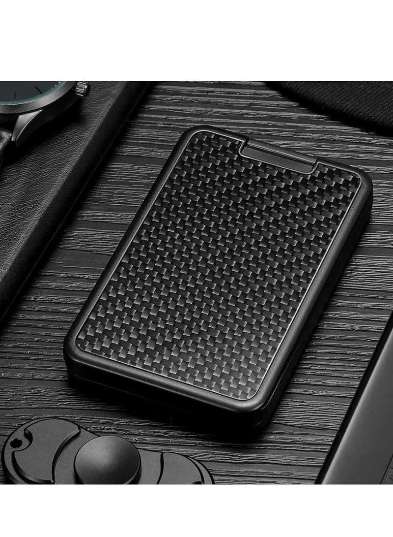 Men's Minimalist RFID Blocking Carbon Fiber Wallet, Automatic Pop-Up Antitheft Card Holder - Image 2